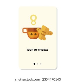 Teacup with ginger flat icon. Tea, healthy, beverage, leaf isolated vector sign. Culinary and gastronomy concept. Vector illustration symbol elements for web design and apps