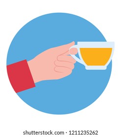 
A teacup in a hand for drinking tea 
