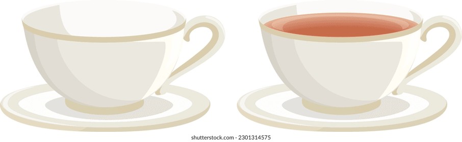 Un conjunto de iconos de la taza de té que contiene un té negro y un té negro. Imagen del vector