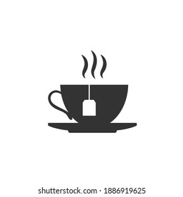 The Teacup Icon Silhouette. Cup Of Hot Tea Isolated On White Background. Vector Stock