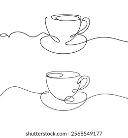 teacup line art. continuous line teacup