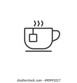 Teacup line icon, tea cup outline vector sign, linear pictogram isolated on white. logo illustration