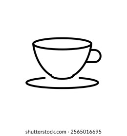 Teacup line icon, vector flat black simple trendy style illustration for web and app..eps