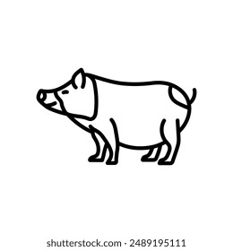 Teacup Pig Outline Icon, Vector illustration