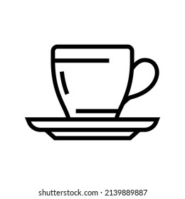 teacup with plate line icon vector. teacup with plate sign. isolated contour symbol black illustration