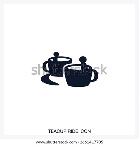 Teacup Ride Icon solid vector icon with a bold, minimal design. Suitable for presentations, websites, apps, infographics, and various digital or print projects.