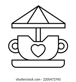 Teacup Ride Outline Vector Icon Which Can Easily Modify Or Edit

