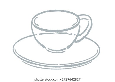 Teacup and Saucer Line Art Vector Illustration