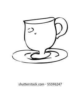 boceto de té y platillo