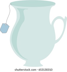 Teacup in simple vector with teabag hanging out