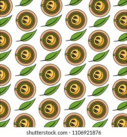 teacup with slice lemon beverage pattern design