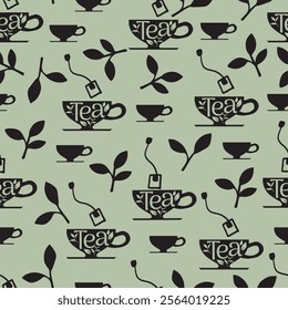 Teacup and Tea Bag Silhouette for Tea Enthusiasts. Perfect for tea lovers and ideal for branding, packaging, fabric prints, wallpapers, and more, a versatile addition to tea-themed or nature-inspired