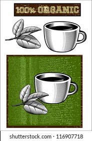 Teacup and tea leaves vector