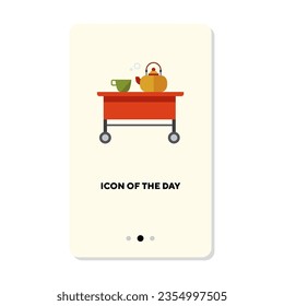 Icono plano de la teacup y la tetera. Señal vectorial aislada de la tabla de té. Concepto culinario y gastronómico. Elementos de símbolo de ilustración vectorial para diseño web y aplicaciones