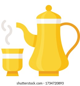 Teacup and teapot icon, ramadan festival related vector illustration