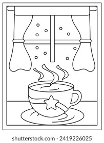 A teacup vector in line style, colouring page