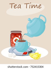 tea-drinking jam vector