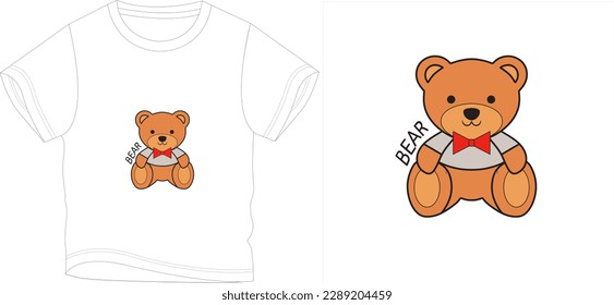 Teady bear t shirt graphic design vector illustration \