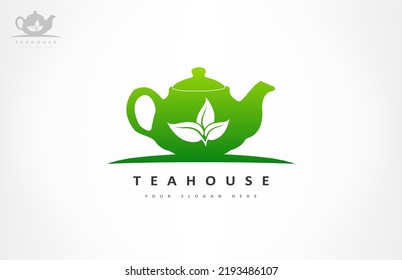 Teahouse Logo Design. Teapot Logo Vector. 