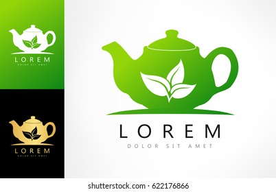 Teahouse logo design. Teapot logo vector. 