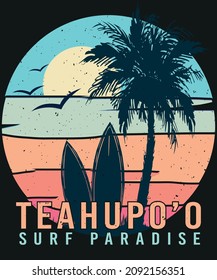 Teahupoo Tahiti Surf Paradise T-shirt Design