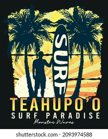 Teahupoo Tahiti Surf Paradise T-shirt Design