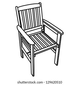 Teak deck chair on a white background vector