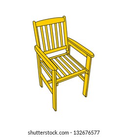 Teak deck chair on a white background vector