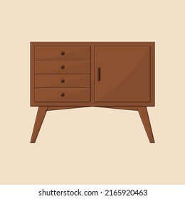 Ilustración vectorial de tabla de tv de madera de teca