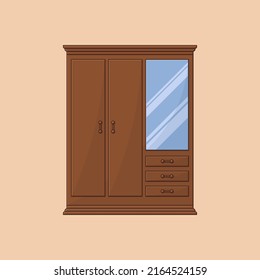 Teak wood wardrobe vector illustration