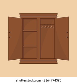 Teak wood wardrobe vector illustration