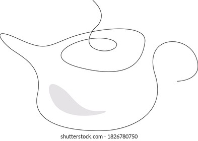 A teakettle. illustrations for web. Оne line. Outline. Minimalism. - Shutterstock ID 1826780750