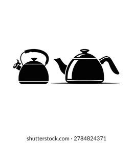 Teakettle silhouette on white background two kettle shapes