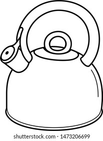 Teakettle. Vector outline icon isolated on white background.