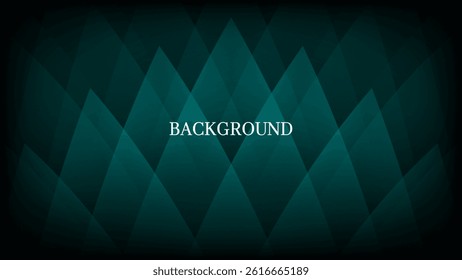 Teal abstract background with black vignette and triangular and rhombic pattern, forest trees shape