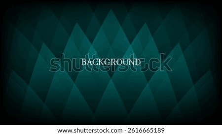 Teal abstract background with black vignette and triangular and rhombic pattern, forest trees shape