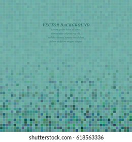 Teal abstract pixel square mosaic background design