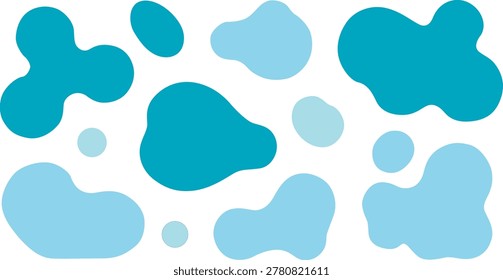  Teal abstract shapes composition with various sizes and shades isolated on white background victor illustration