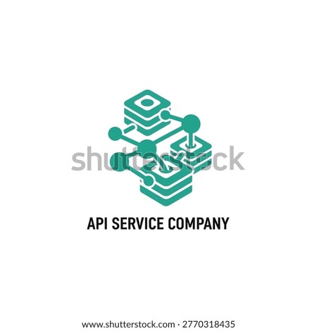 Teal abstract technology logo for api service company symbolizing data integration network connectivity and digital solutions.