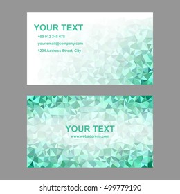 Teal abstract triangle design business card template