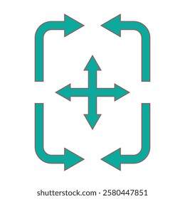 Teal Arrows Showing Directional Movement.
