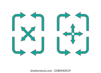 Teal Arrows Showing Multiple Directions for Editing or Movement.