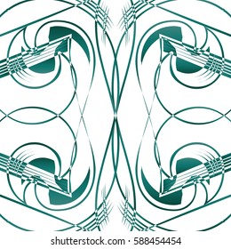 Teal Art Nouveau Background