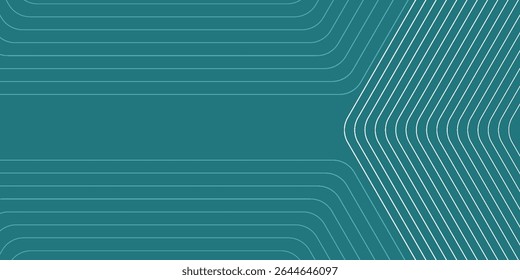Teal background with teal color and white linear patterns. Modern, abstract background with smooth texture and teal hue. Geometric gradient background with blank space. modern alt