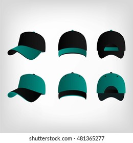 conjunto vectorial de capucha de béisbol de tetera y negra