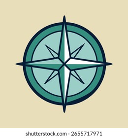 Tee und schwarz Kompass Rose Symbol mit einem kreisförmigen Design auf weißem Hintergrund Navigation