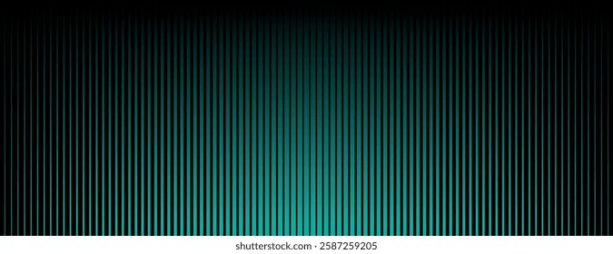 A teal and black striped background with a gradient effect. The background features vertical lines, creating a modern, sleek texture. Gradient patterned background vector. Teal background.