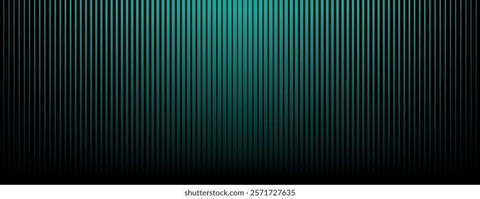 A teal and black striped background with vertical lines. The background has a teal gradient, creating a modern and sleek texture. Gradient striped background vector. Teal background.