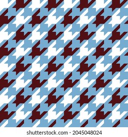 Teal blue, burgundy and white dogstooth pattern. Seamless vector all over design suitable for fashion, home decor and stationary.