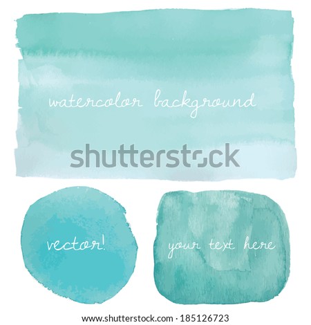 Teal Blue Ombre Watercolor Vector Background. 